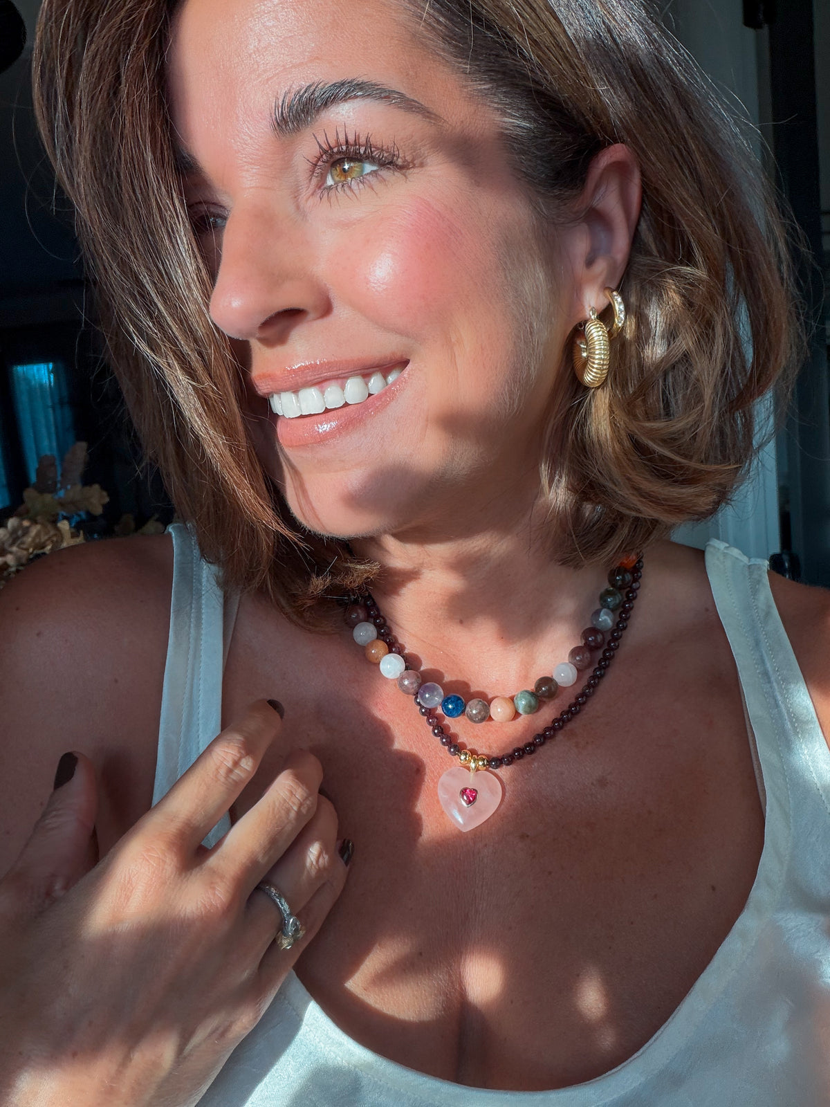 Garnet Heart Gemstone Necklace