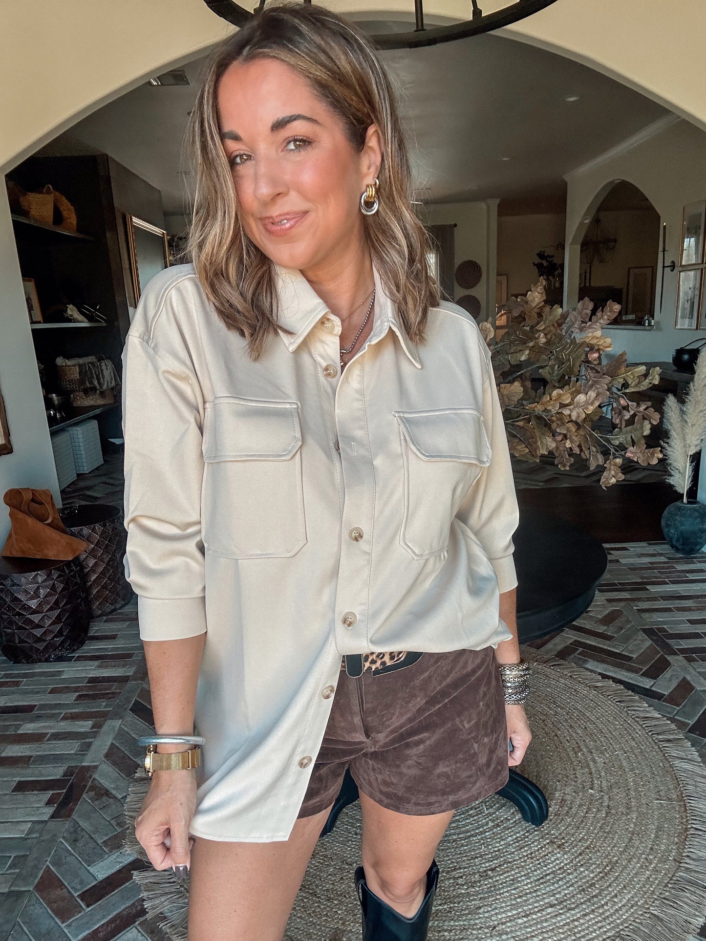 Solid Button Down Shacket