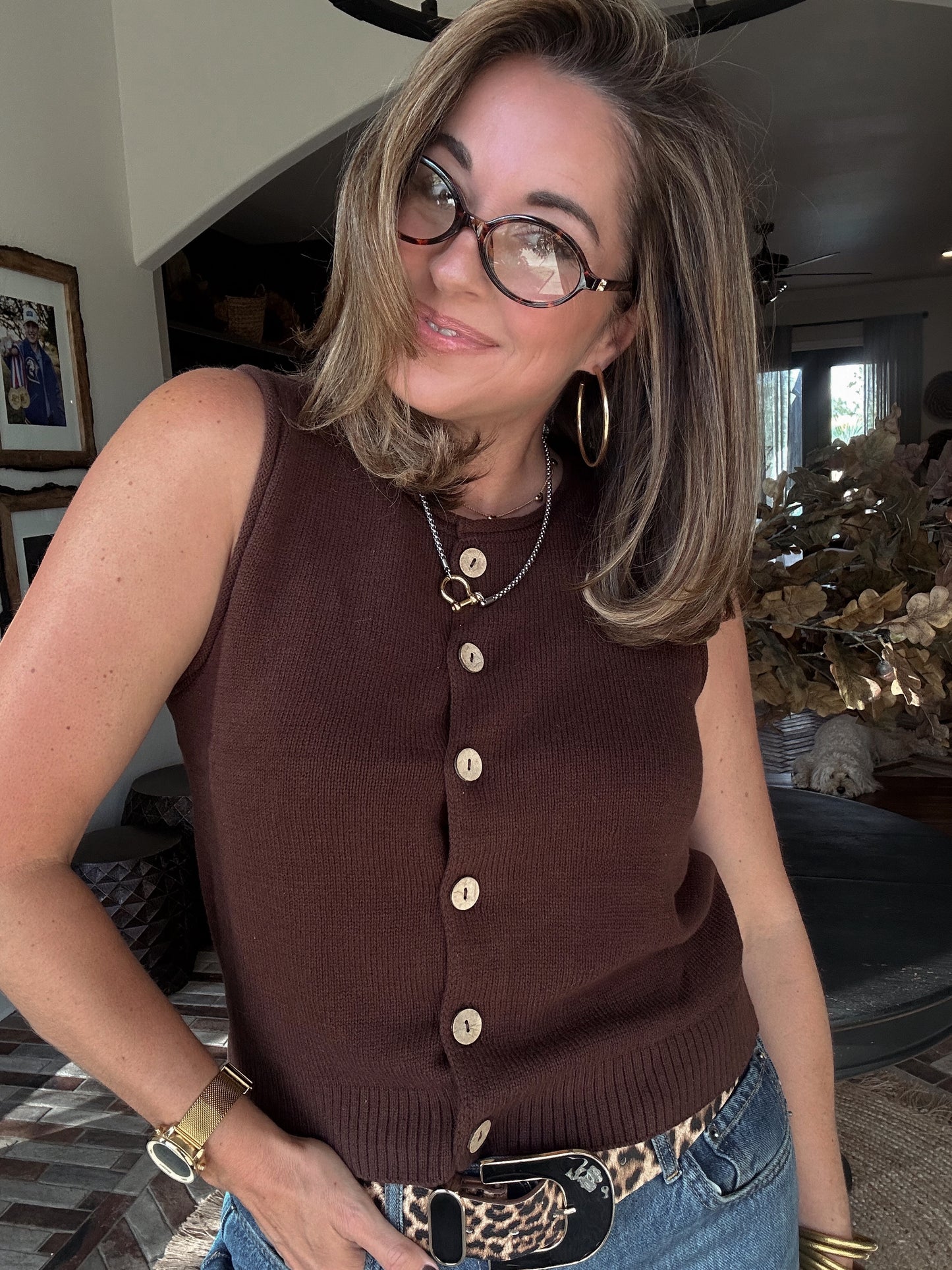 Coco Button Down Vest Top