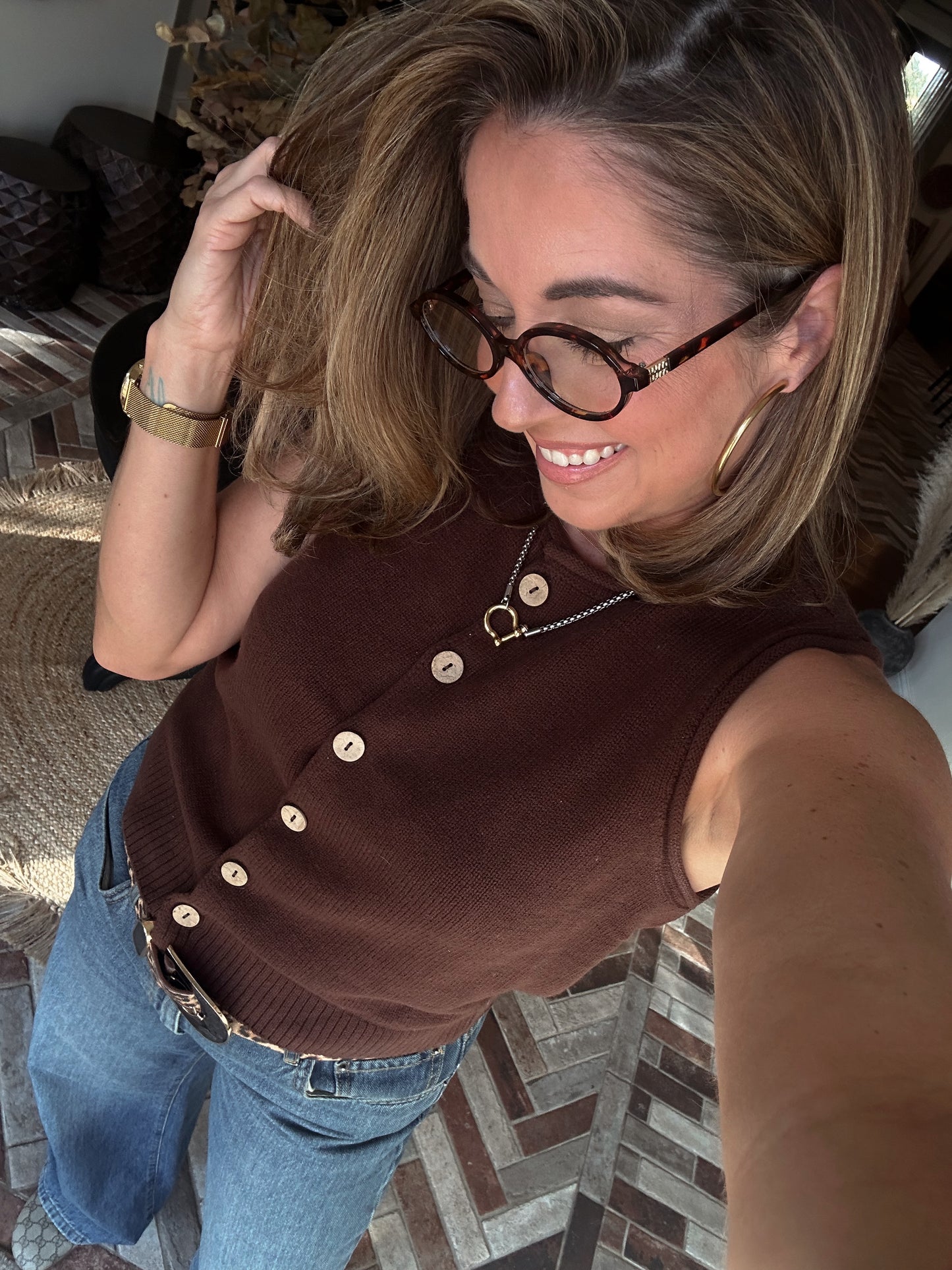 Coco Button Down Vest Top