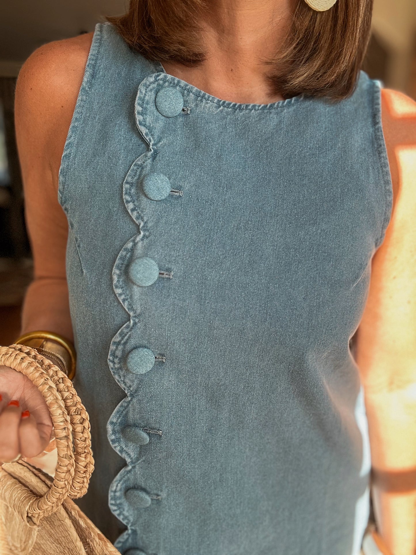 Blue Jean Baby Scalloped Mini Dress