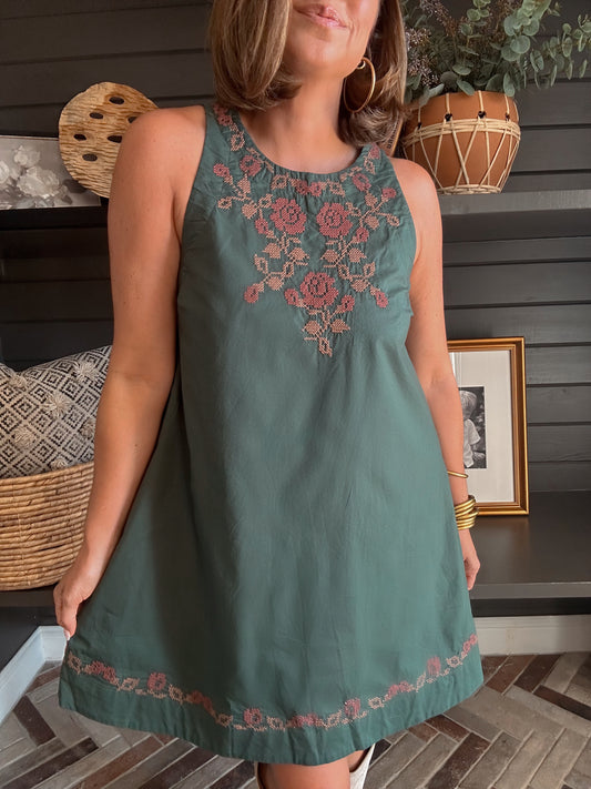 Feeling Fall Embroidered Dress