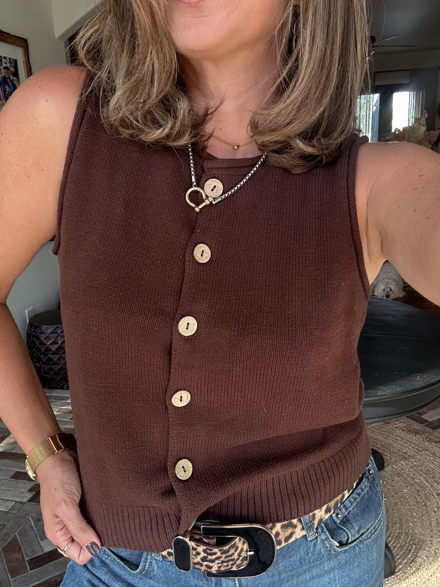 Coco Button Down Vest Top
