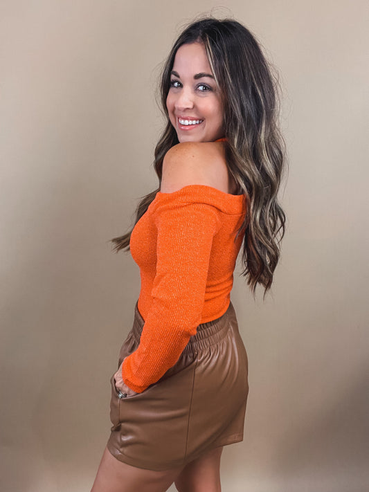 Olivia Orange Knit Bodysuit