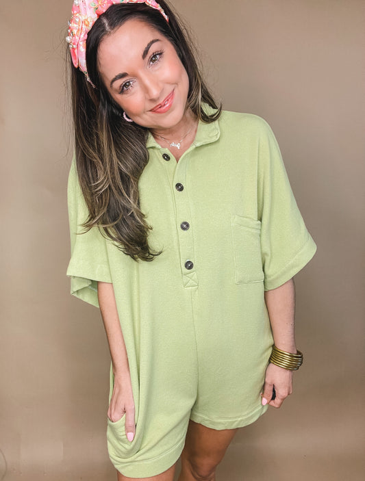 Key Lime French Terry Playsuit