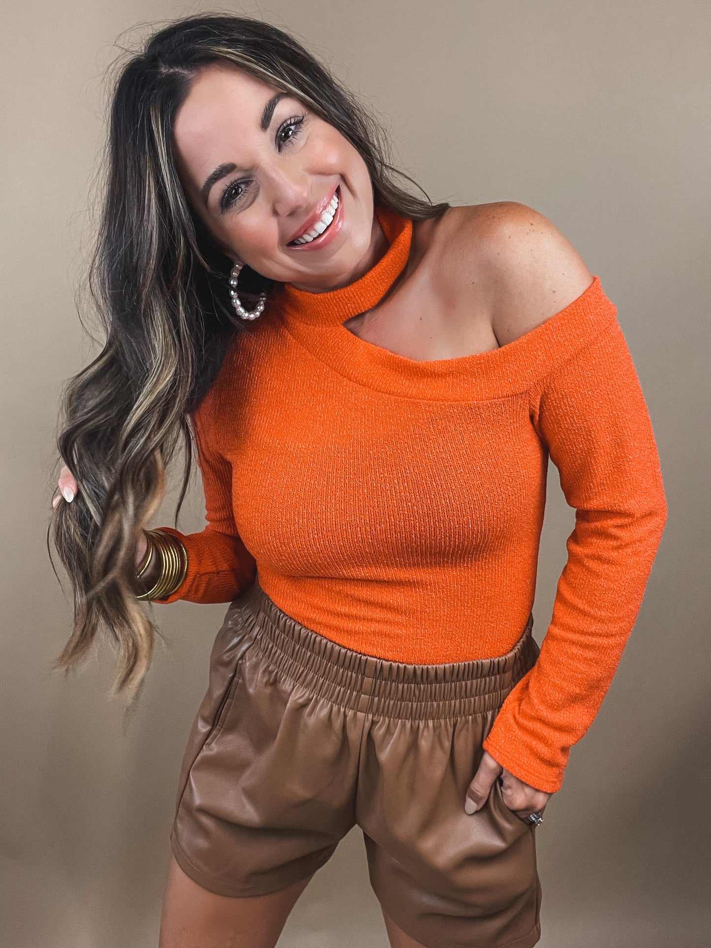 Olivia Orange Knit Bodysuit
