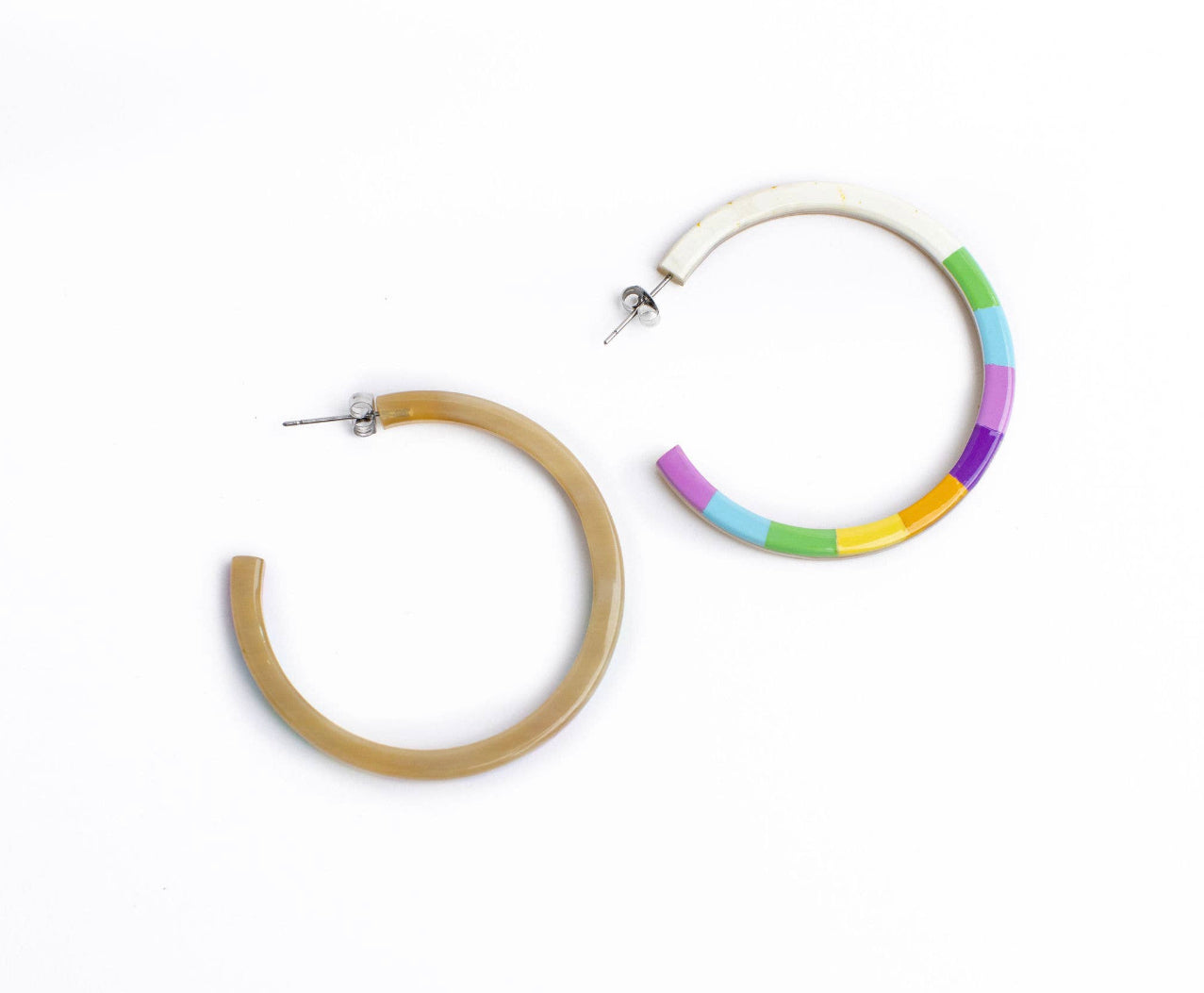 Skinny Rainbow Hoop Earrings