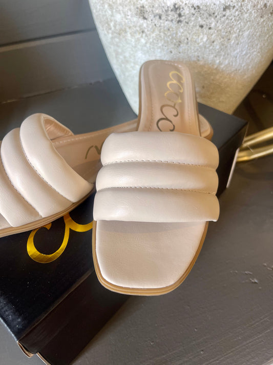 Austin Cream Leather Slides