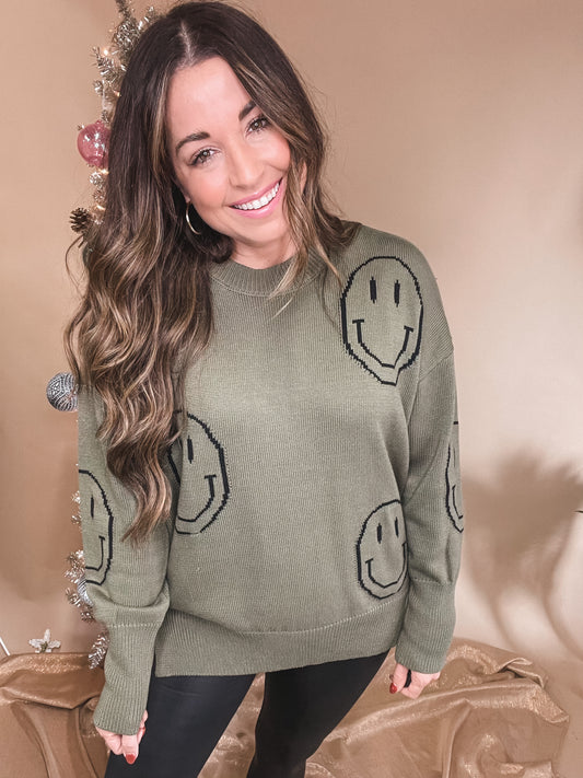 All Smiles Olive Sweater