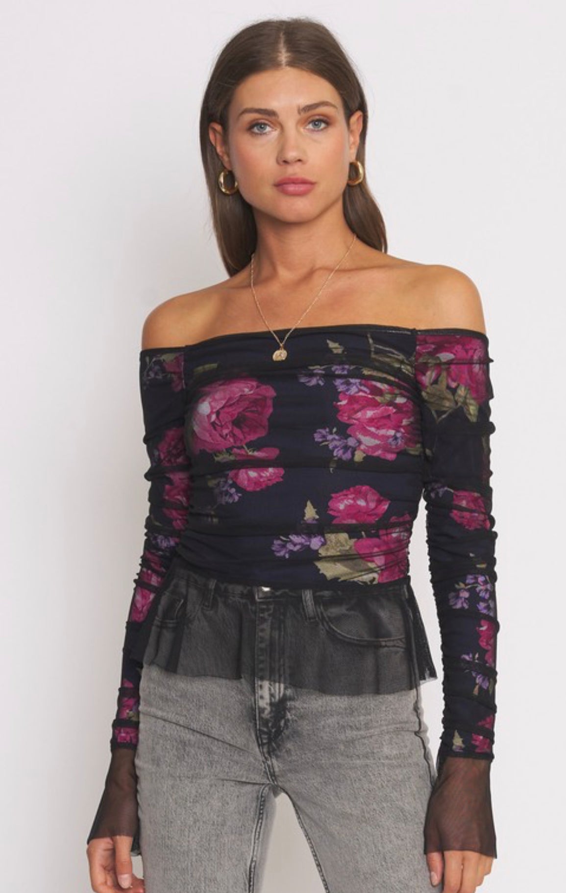 Fresh and Floral Mesh Top